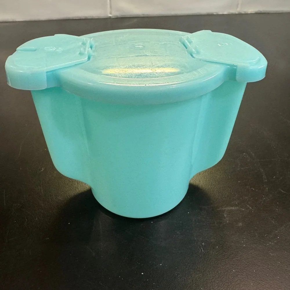 Tupperware Sugar Dispenser Vintage Small Aqua Blue 877-3 Dual Flip Top Lid